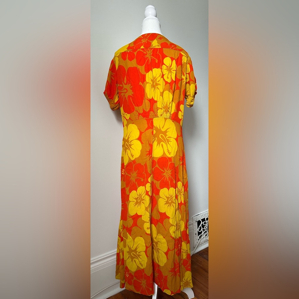 FAITHFULL THE BRAND Mailee Vibrant Floral Midi Tropical Vacation Dress Size L - Picture 7 of 9